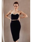 Black corset with zircons on the neckline 001037 - Online store - Boutique